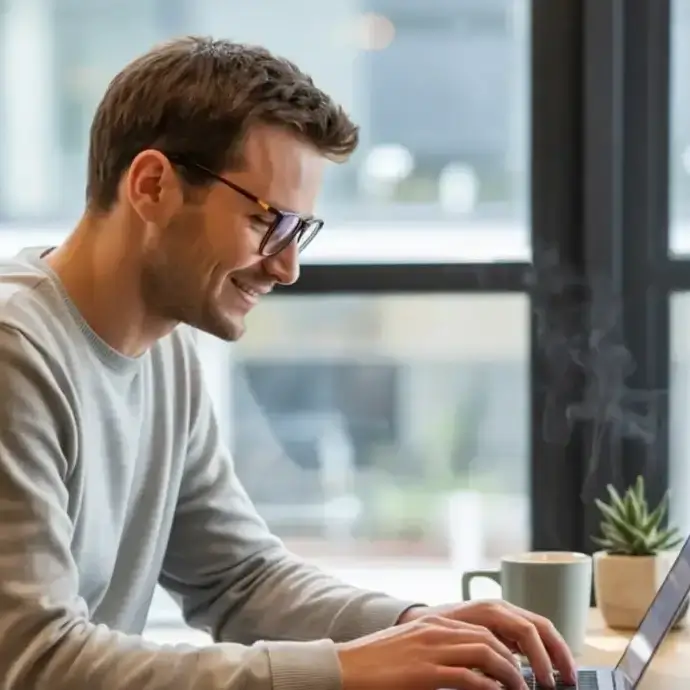DSE user at computer workstation using a laptop.