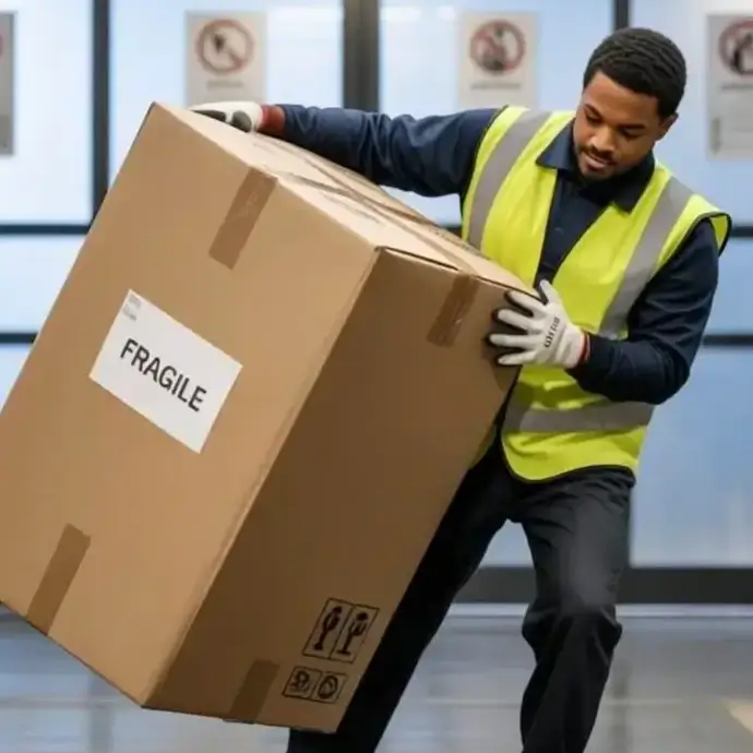 Delivery man handling a box