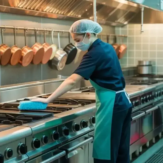 Cleaner in kitchen