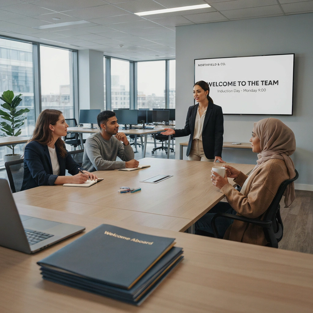 New office workers at an induction