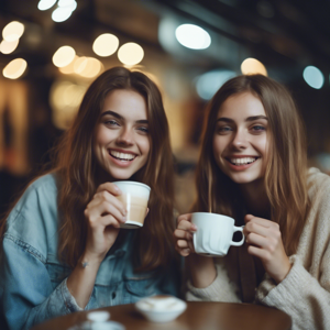 Girls drinking coffee