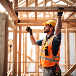 Carpenter fitting timber partitioning
