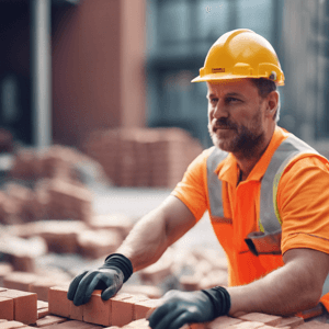 Bricklayer building wall