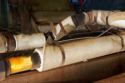 Asbestos pipe lagging