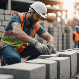 Bricklayer loading out blockwork