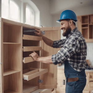 Construction worker removing kitchen