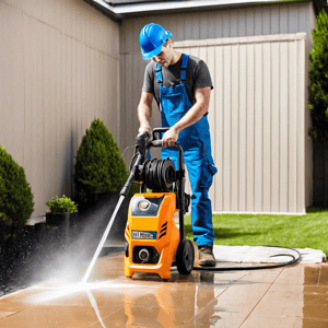 Man jet washing