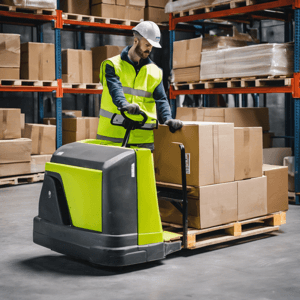 worker using pallet truck