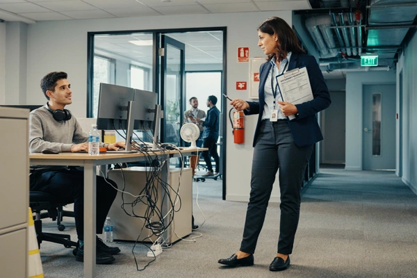 manager talking to employee