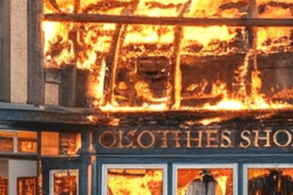 Raging fir in a clothes retail shop