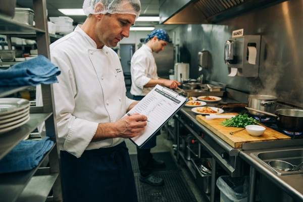 confident team leader in a commercial kitchen